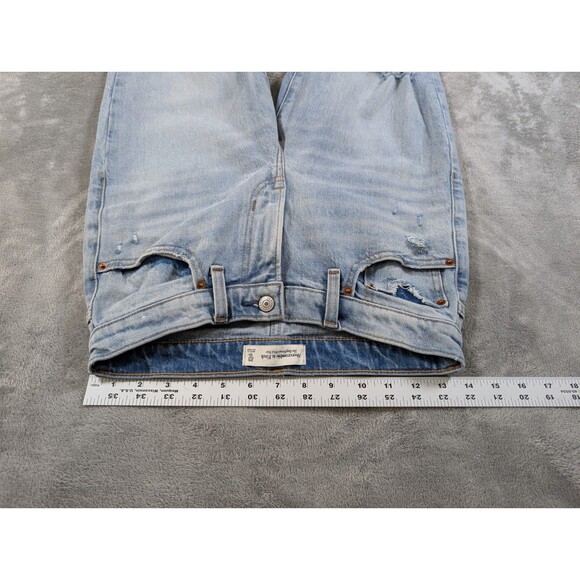 Abercrombie & Fitch Boyfriend Jeans Womens 25/0 Mid Rise Distressed Raw Hem Blue - Picture 9 of 12